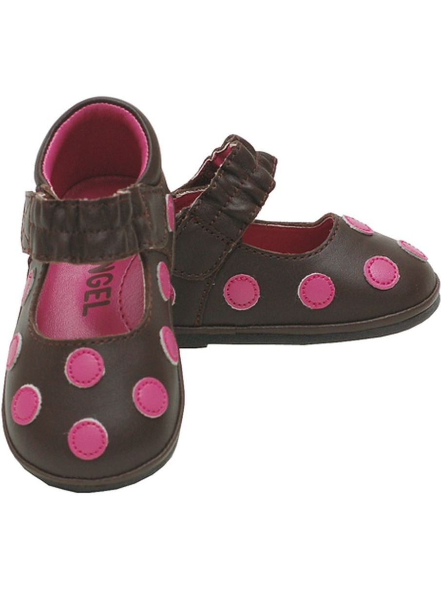 IM Link Brown Pink Polka Dot Mary Jane Shoes Girls Baby 4-Little Girls 12