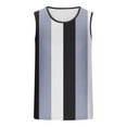 thumbnail image 3 of Chiccall Mens Striped Gym Workout Tank Tops Summer Fashion Crew Neck Sleeveless Stretch Shirts Light Blue ①, 3 of 5
