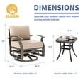 thumbnail image 4 of ALAULM 3 Piece Patio Outdoor Aluminum Metal Swivel Rocking Chair with 1 Coffee Table and 2 Khaki Padded Cushions Outdoor Metal Swivel Rocking Chair Furniture Conversation Set for Porch Garden, 4 of 7