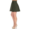 thumbnail image 3 of Simply Ravishing Women's Basic Versatile Stretchy Flared Casual Mini Skater Skirt (Size: XS-3X), X-Small, Olive, 3 of 5