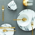 thumbnail image 3 of Ensemble de vaisselle en porcelaine effet marbre 16 pièces pour 4 – Ensemble moderne blanc et gris avec assiettes plates, assiettes à salade, bols et tasses, 3 of 5