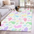 thumbnail image 4 of Easter Colorful Rabbits 3'x5' Area Rugs Spring Flower Cartoon Cute Washable Area Rugs Non-Slip Indoor Floor Mats Carpet for Living Room Bedroom Dining Room, 4 of 9