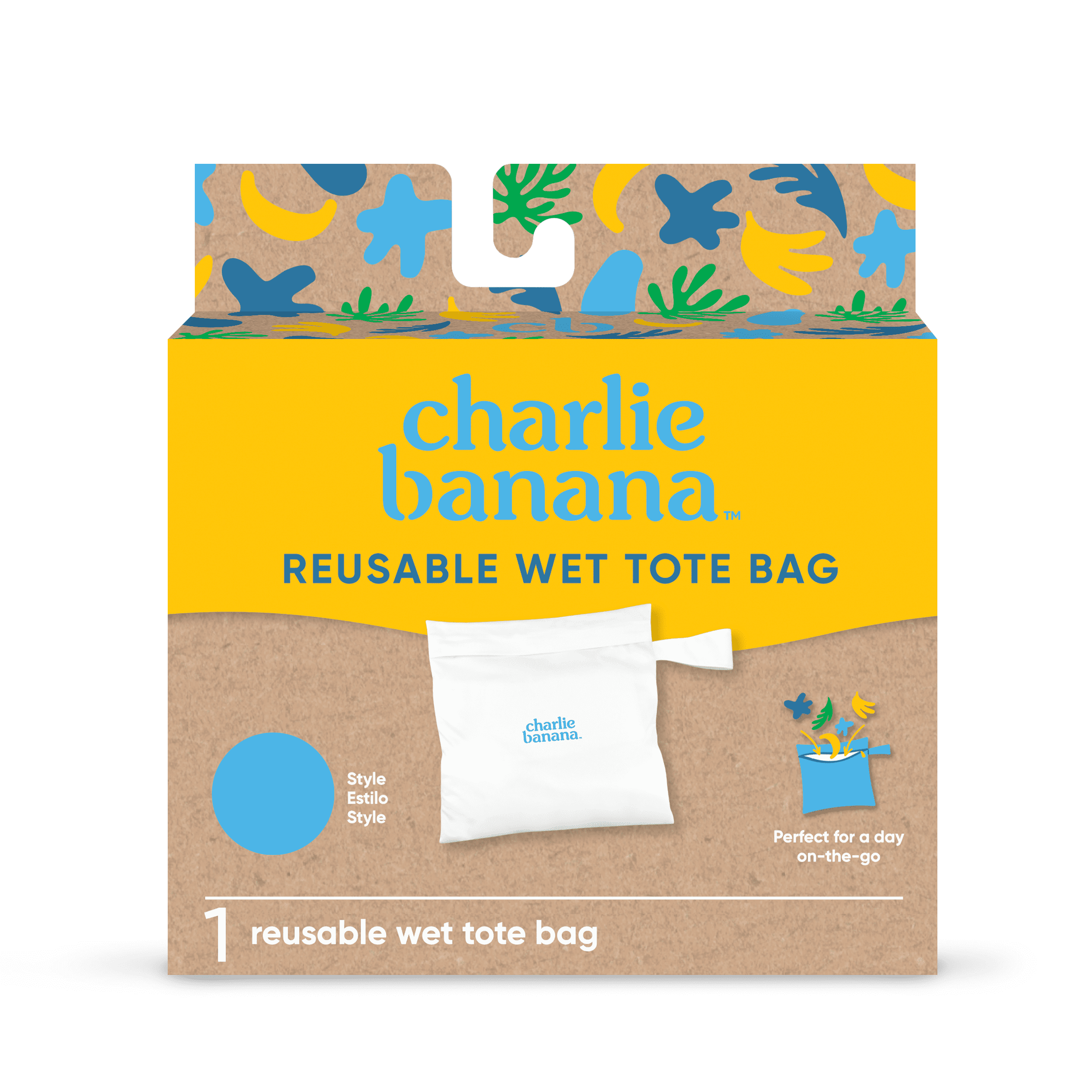 Charlie Banana Waterproof Reusable Tote Bag for Diapers and Swimwear, Multi-Color CB Turquoise - 1 Pack