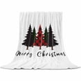 thumbnail image 2 of Merry Christmas Throw Flannel Blanket 40x60In Xmas Tree Winter Red Buffalo Plaid Super Soft Cozy Bed Blanket, Lightweight Plush Fuzzy Bed Throw for Bedroom Sofa Couch Living Room, 2 of 4