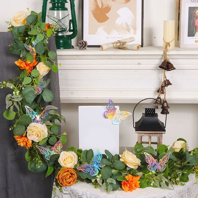 Simulación de rosas de ratán, flores falsas de ratán, enredaderas decorativas para el hogar, paisajismo, simulación decorativa de ratán.