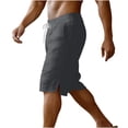 thumbnail image 6 of lcziwo Mens Gym Shorts with Pockets Classic Fit Outdoor Elastic Waist Hiking Shorts Cotton Linen Camping Fishing Travel Drawstring Chino Short Dark Gray XL, 6 of 8