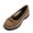 Brown, variant on Womens Chunky Loafers Mid Heel Thick Sole Round Toe Vintage Flock Slip On Casual Dress Shoes