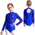 thumbnail image 1 of Jowowha Justaucorps de Danse Ballet à Manches Longues avec Strass pour Filles, Bleu Unitard 6, 1 of 7