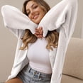 thumbnail image 5 of QUALFORT Cardigan Sweaters for Women, 100% Cotton V Neck Cardigan, Button Front Knit Sweater with Pockets, Long Sleeve Relaxed Fit, Off White S, 5 of 8