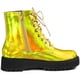 thumbnail image 5 of La plataforma del dedo del pie redondo de las mujeres ata para arriba los botines coloridos del combate Oro 36, 5 of 5