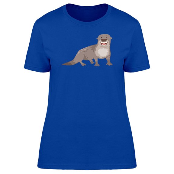 Adorable Grey Otter Cartoon Tee Women's -Image by Shutterstock