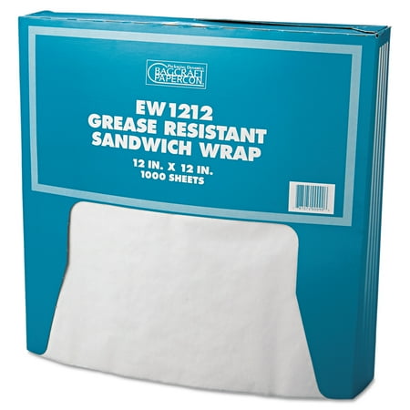 Bagcraft Papercon 12x12 Grease-Resistant Paper Wrap/Liner, White, 1000 count, (Pack of 5)