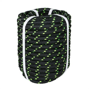 LABLT 1/2"x200' Double Braid Polyester Rope Nylon Pulling Rope Arborist Rigging Multipurpose Bull Rigging Black