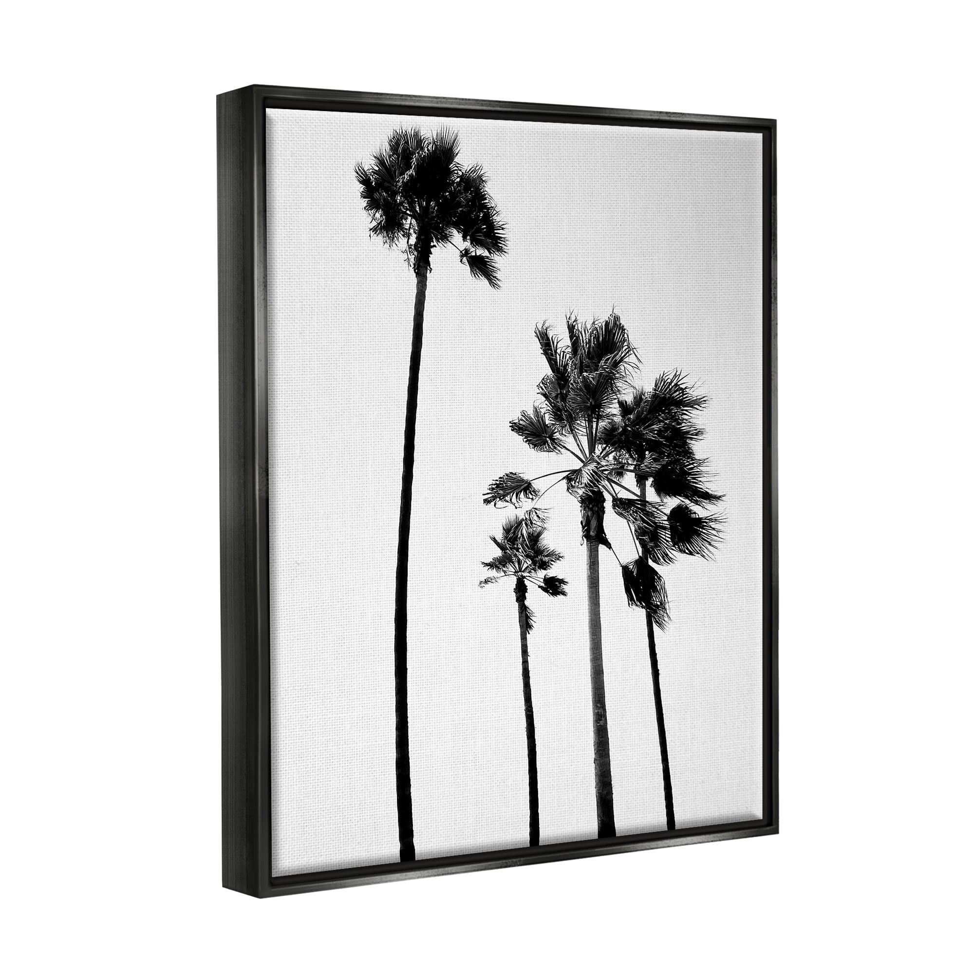 Stupell Industries Looming Palm Trees Clear Summer Sky Photography Photograph Jet Black Floating Framed Canvas Print Wall Art, Design by Amelia Myers