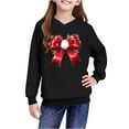 thumbnail image 4 of Lorytime Christmas Hoodies for Teen Girls Unisex Bow Sweatshirt Long Sleeve Pullover Drop Shoulder Festive Tops Black, 4 of 4