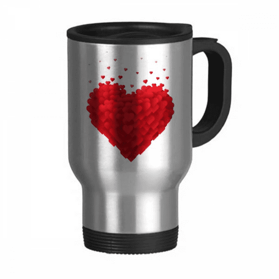 Shaped Red Hearts Valentine's Day Travel Mug Flip Lid Stainless Steel Cup Car Tumbler Thermos