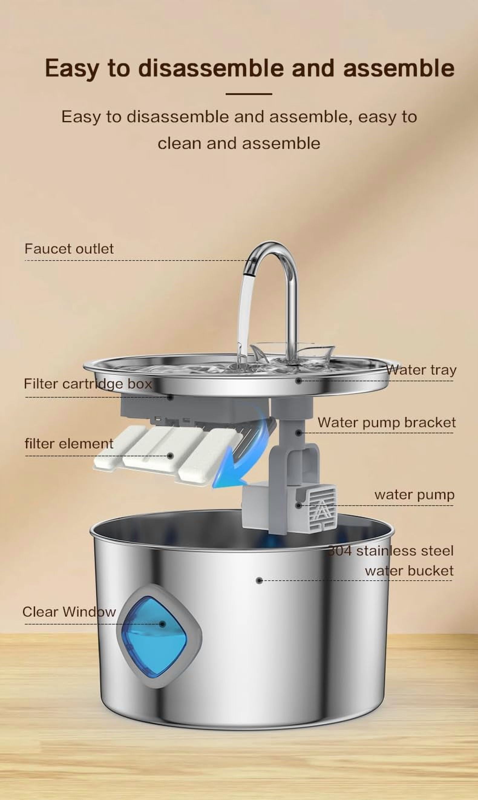 Water Fountain for Cats & Dogs, 2025 Upgraded Pawira Cat Fountain for Small Dogs, Large Capacity of 3.2l (108 Fl Oz), Natural Circulation Filtration
