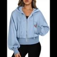 thumbnail image 1 of Sudaderas con Capucha y Cremallera para Mujer, Sudaderas , Casuales, Cómodas y Bonitas, Chaquetas con Cremallera, Conjuntos de Otoño A . Azul XL, 1 of 10