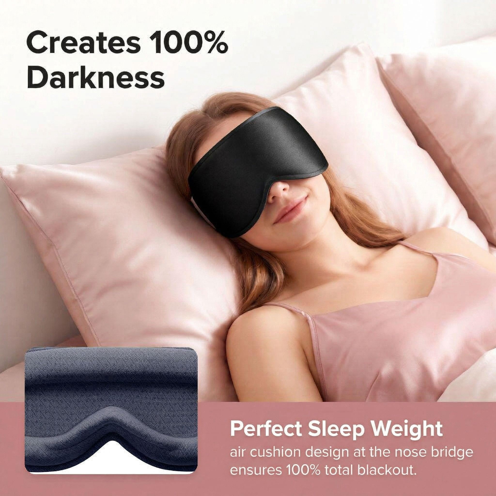 Weighted Eye Mask, Blackout Sleep Mask with Zero Eye Pressure, 3D Contoured Eye Cover, Soft Memory Foam, Secure Full Coverage Band for Night Shift Rest, Bedtime Relaxation, for Women and Men