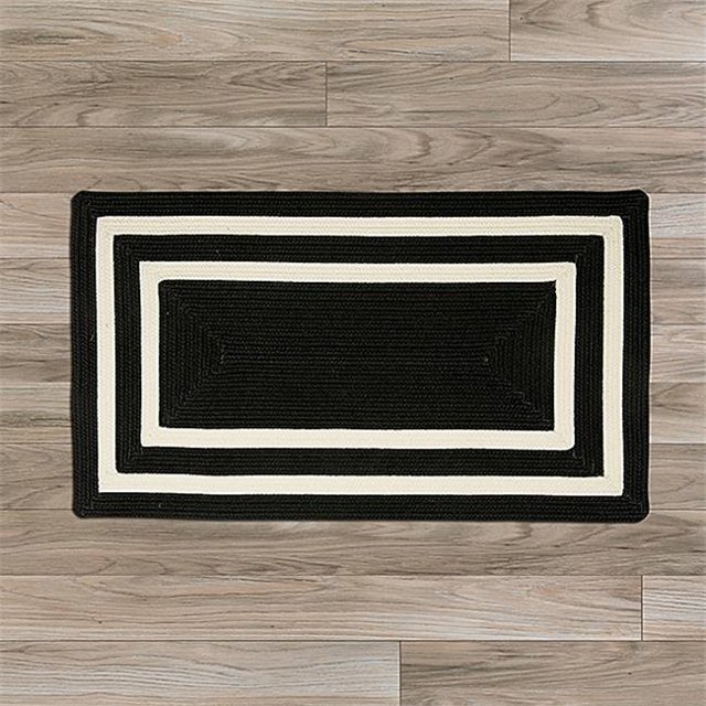 Colonial Mills Rug PY21R024X096R 2 x 8 ft. La Playa Braided Rug Black & White