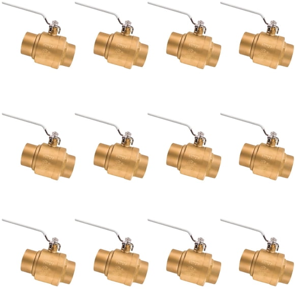 Midline Valve 832C336-NL-12 Premium Full Port Ball Valve, Brass, 1-1/4 in. SWT x 1-1/4 in. SWT (12 Pack)