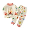 thumbnail image 4 of Odeerbi Infant Boys Girls Long Johns Cartoon Print Thermal Underwear Set Cotton Base Layer Set Winter Clothes Pajama Pants Set Long Sleeve Pajamas Sleeping Pants Home Clothes White, 4 of 4
