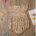thumbnail image 3 of Douhoow Baby Girls Summer Romper Floral Ruffle Sleeve Round Back Button Jumpsuit, 3 of 6