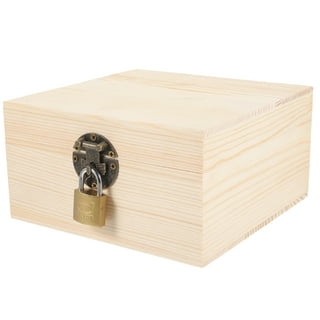 Small Household Multifunctional Simple Wooden Lock Box (carbonized Round  Padlock 15*15*8) Boxes Storage Student 
