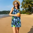 thumbnail image 7 of Bixox Fresh Blueberries Print Women's Sleeveless A-Line Dress with Pockets, Casual Knee-Length Tank Dress for Summer-X-Large, 7 of 7