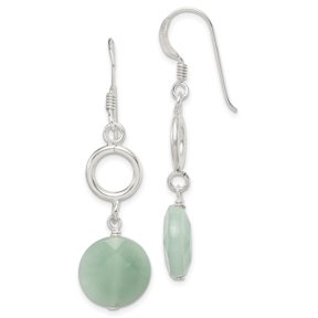 Diamond2Deal 925 Sterling Silver Polished Amazonite Circle Dangle Earrings for Women