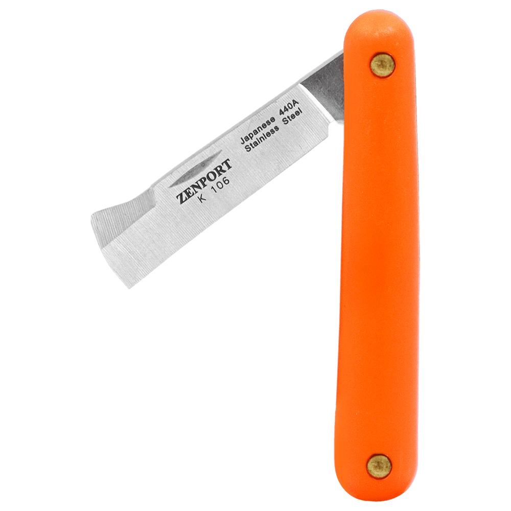 Zenport K106 Budding and Grafting Folding Knife, 2.25 Inch Stainless Steel Blade, Orange - 10 Pack