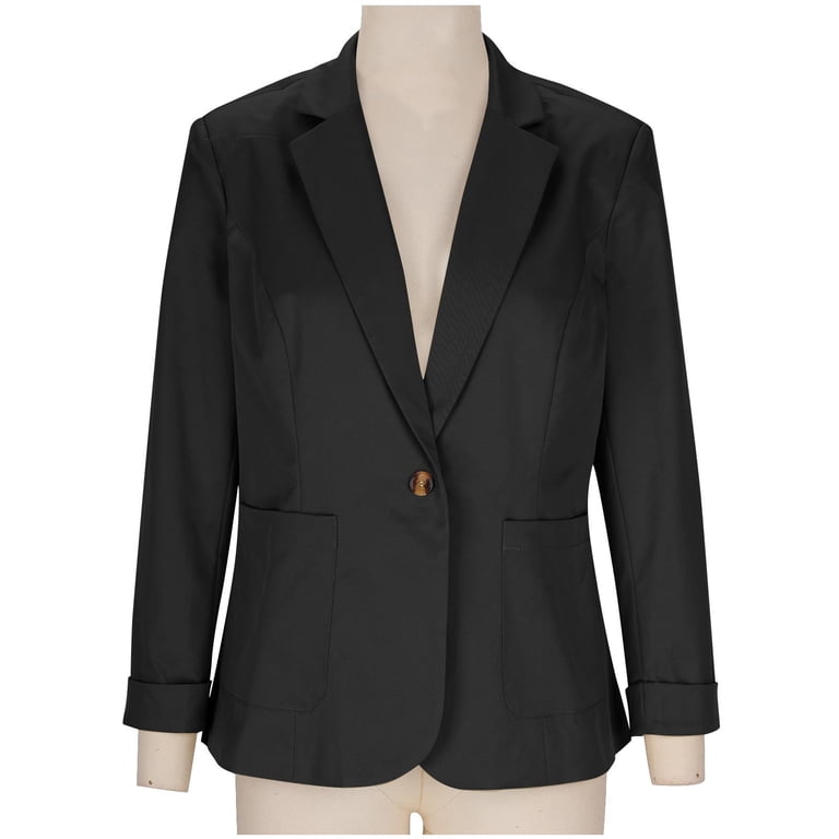 cocolona Blazers for Women 3/4 Sleeve Button Lapel Suit Jackets Business  Casual Lightweight Blazer Jacket with Pocket
