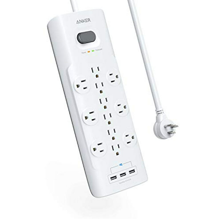 Anker Power Strip Surge Protector, 12 Outlets & 3 USB Ports with Flat Plug, PowerPort Strip With 6ft Extension Cord, PowerIQ for XS/XS Max/XR/X, Galaxy, for Home, Office, and More (4000