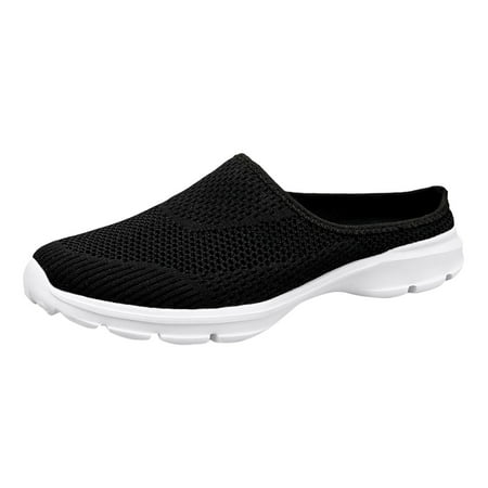 Mens Walking Sneakers Men s Summer Solid Color Thick Bottom Mesh Breathable Sneakers Casual Comfort Fashion Slippers Male Shoes(Black 11)