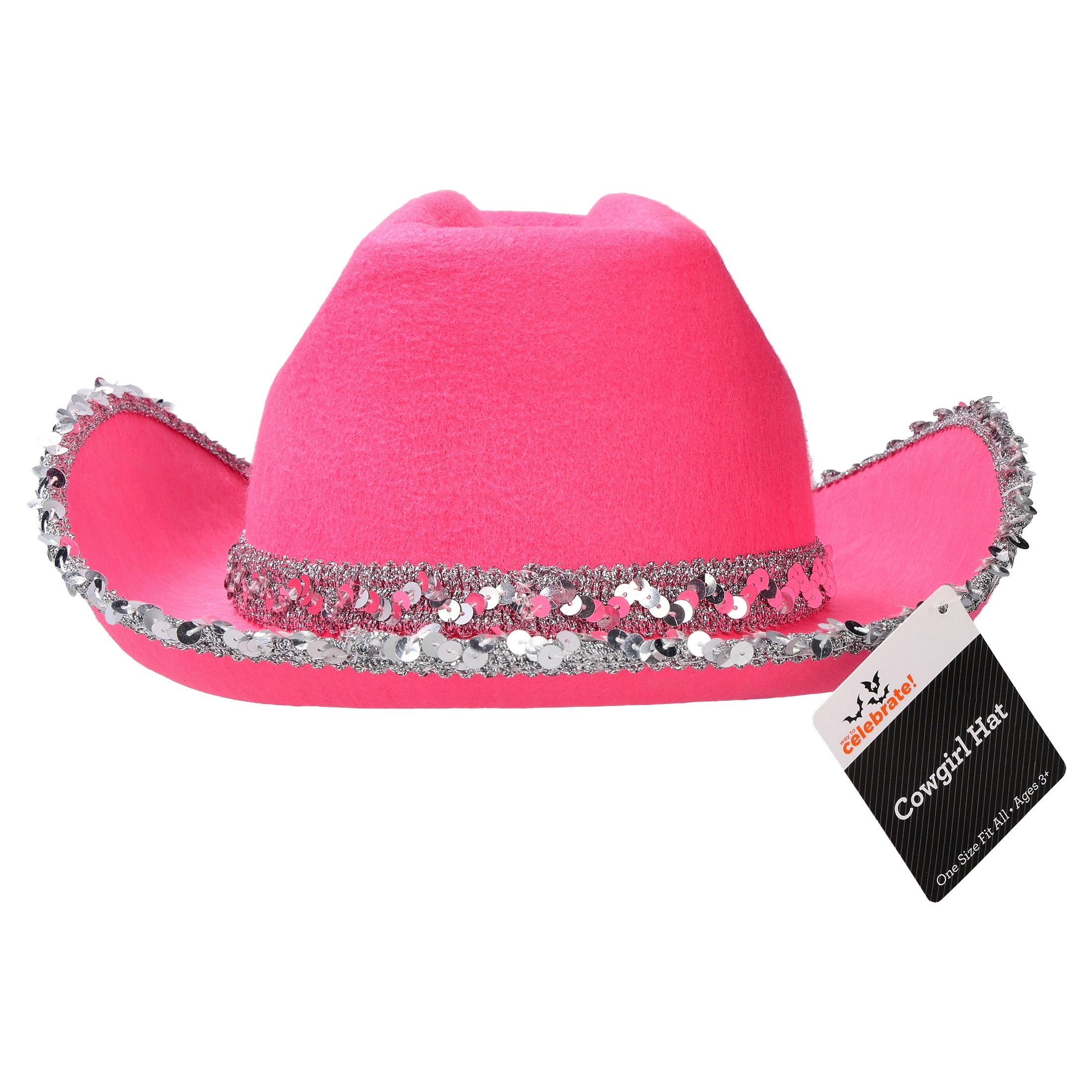 Cowgirl Hat Costume Accessory for Children, Pink and Silver, Halloween by Way To Celebrate