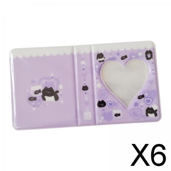 Mini álbum de Fotos de 3 Pulgadas, Soporte para Tarjetas Fotográficas, Fundas para Tarjetas de Visita, Soporte para Tarjetas Fotográficas con Corazón 6 piezas