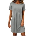 thumbnail image 3 of Byworldtasic Women's 2026 T Shirt Dress Summer Casual Flowy Short Sleeve Ruched Waistline Round Neck Going Out Dress, 3 of 7