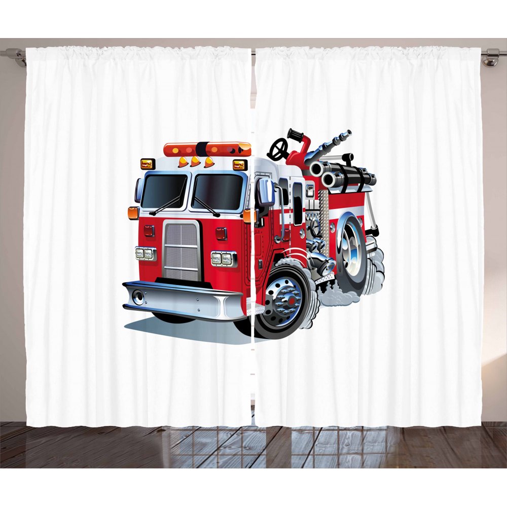 Truck Curtains 2 Panels Set, Fire Brigade Vehicle Emergency Aid For ...