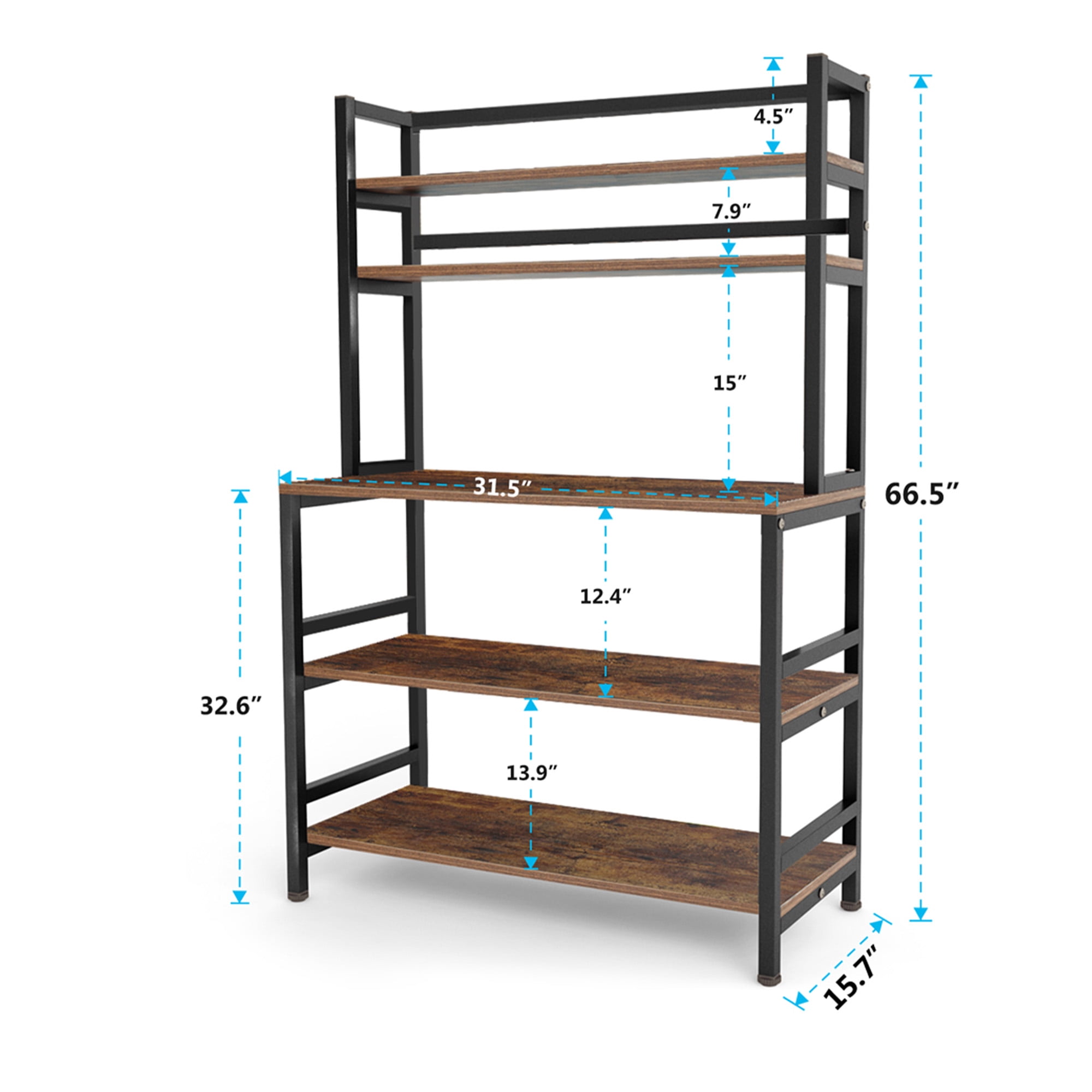 MAYEERTY 5-Tier Kitchen Storage Rack with 31.5"x15.7" Countertop for Kitchen & Bathroom