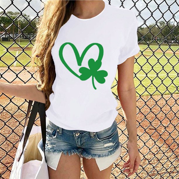 Puntoco Liquidación de camisetas cortas para mujer Camiseta de manga corta con cuello redondo y estampado informal a la moda para mujer