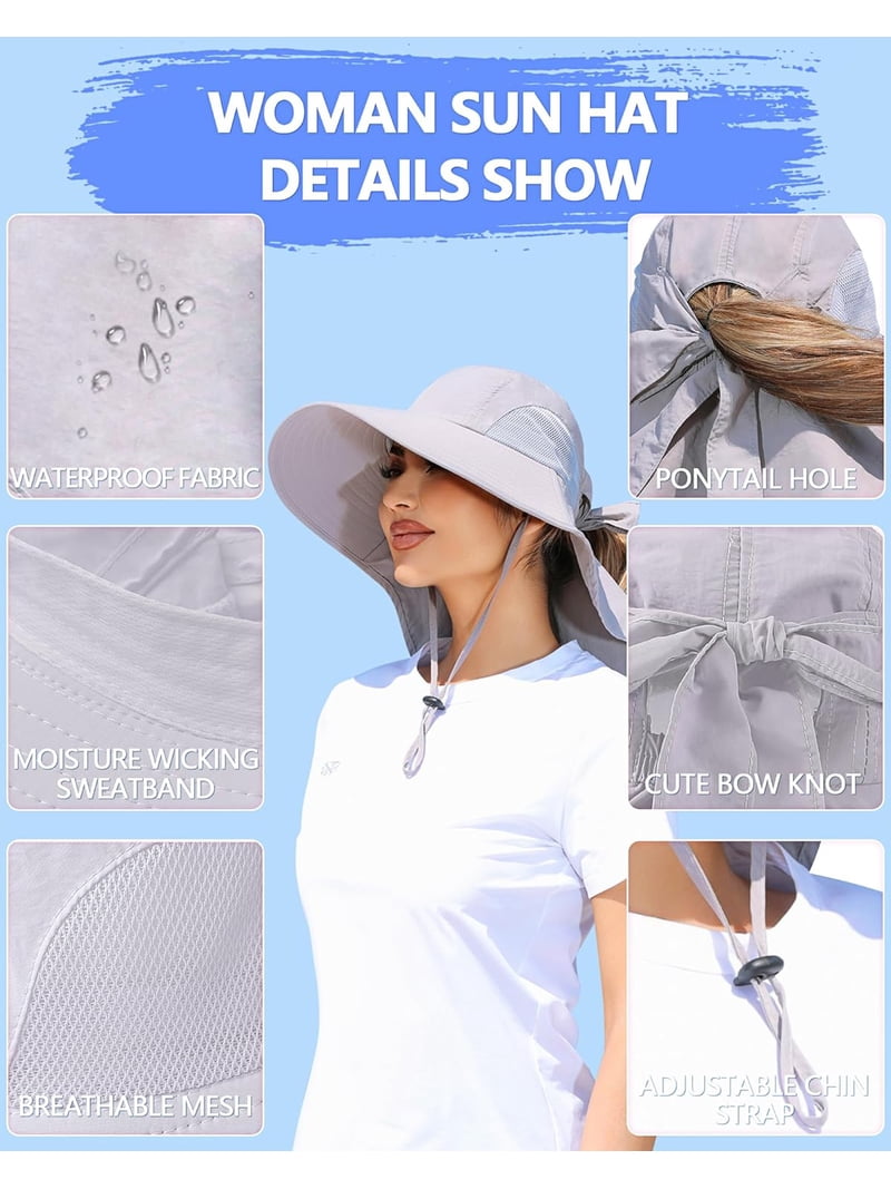 Womens Sun Hat Outdoor UV Protection Wide Brim Fishing Hat  display picture 2