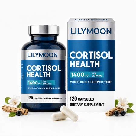 LILYMOON Cortisol Supplement, 1400mg Per Serving, Mood Focus & Sleep Support Dietary Supplement, 120 Capsules