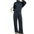 thumbnail image 3 of Chaqueta Deportiva de Larga con Solapa y Cremallera para Mujer, Ideal para Otoño e Invierno Chaqueta Holgada para Yoga Al Aire Libre Negro XXL, 3 of 7