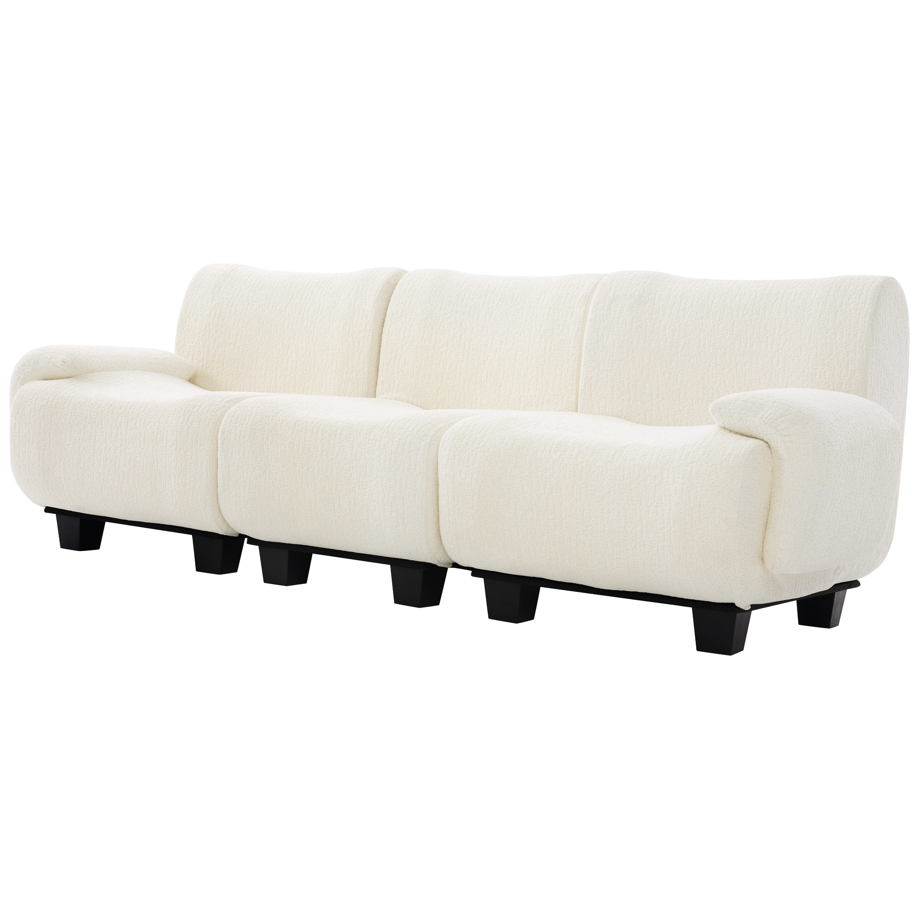 Euroco Modern 3-seater Sofa 94.5" Sofa Couch Chenille Upholstered Sofa with Curved Armrests for Living Room, Apartment, Guest Room, Beige
