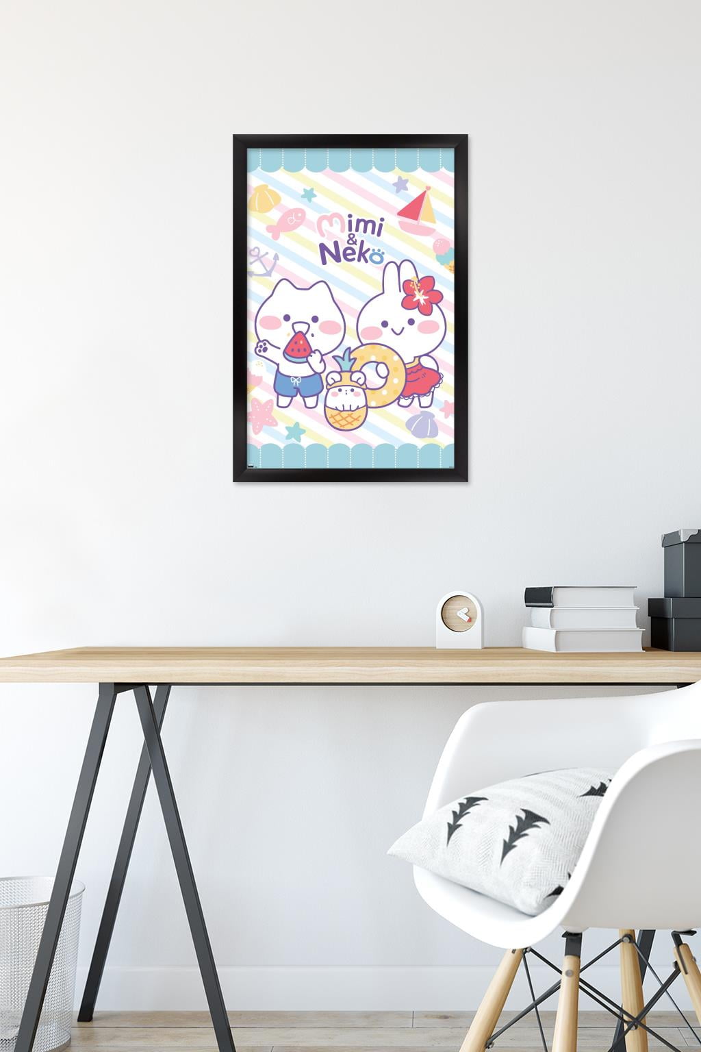 Mimi & Neko - Beach Wall Poster, 14.725" x 22.375" Framed