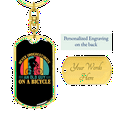 thumbnail image 3 of Old Guy On A Bicycle Cycling Stainless Steel or 18k Gold Premium Swivel Dog Tag Keychain, 3 of 10