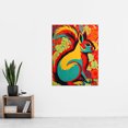 thumbnail image 2 of Autumn Squirrel Screenprint Neon Red Orange Yellow Teal Abstract Vibrant Bold Bright Colourful Painting Extra Large XL Wall Art Poster Print, 2 of 5