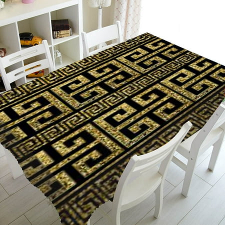 

Luxury Black Gold Greece Geometric Rectangle Printed Rectangular Tablecloth For Table And ration Waterproof Tableclot