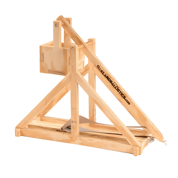 Wood Trebuchet kit for 12 and up, Fully Adjustable, launches 30 ft. Made in America