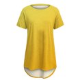 thumbnail image 4 of Pincandy Fashion Women Fashion Short Sleeve Round Neck Printed Long T-shirt Blouse Loose Tops,Yellow,XL, 4 of 4